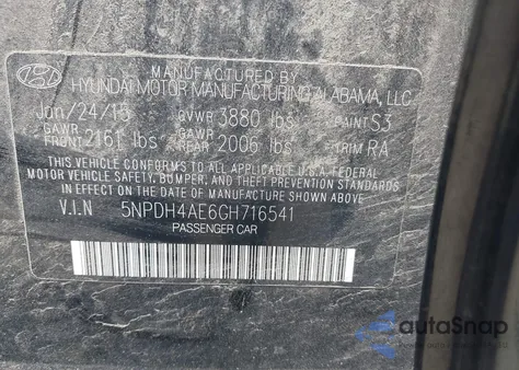 2016 Hyundai Elantra Se из США, поврежденный, VIN 5NPDH4AE6GH716541